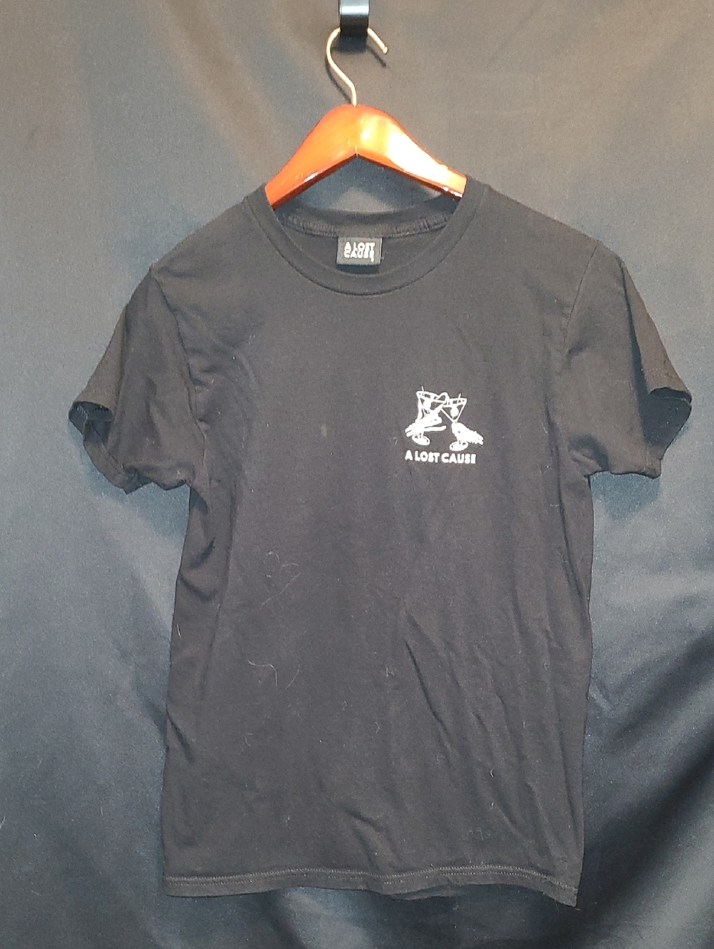 LOST CAUSE MARTINI Unisex Black Graphic Tee Martini And Skeletons "A Lost Cause"
